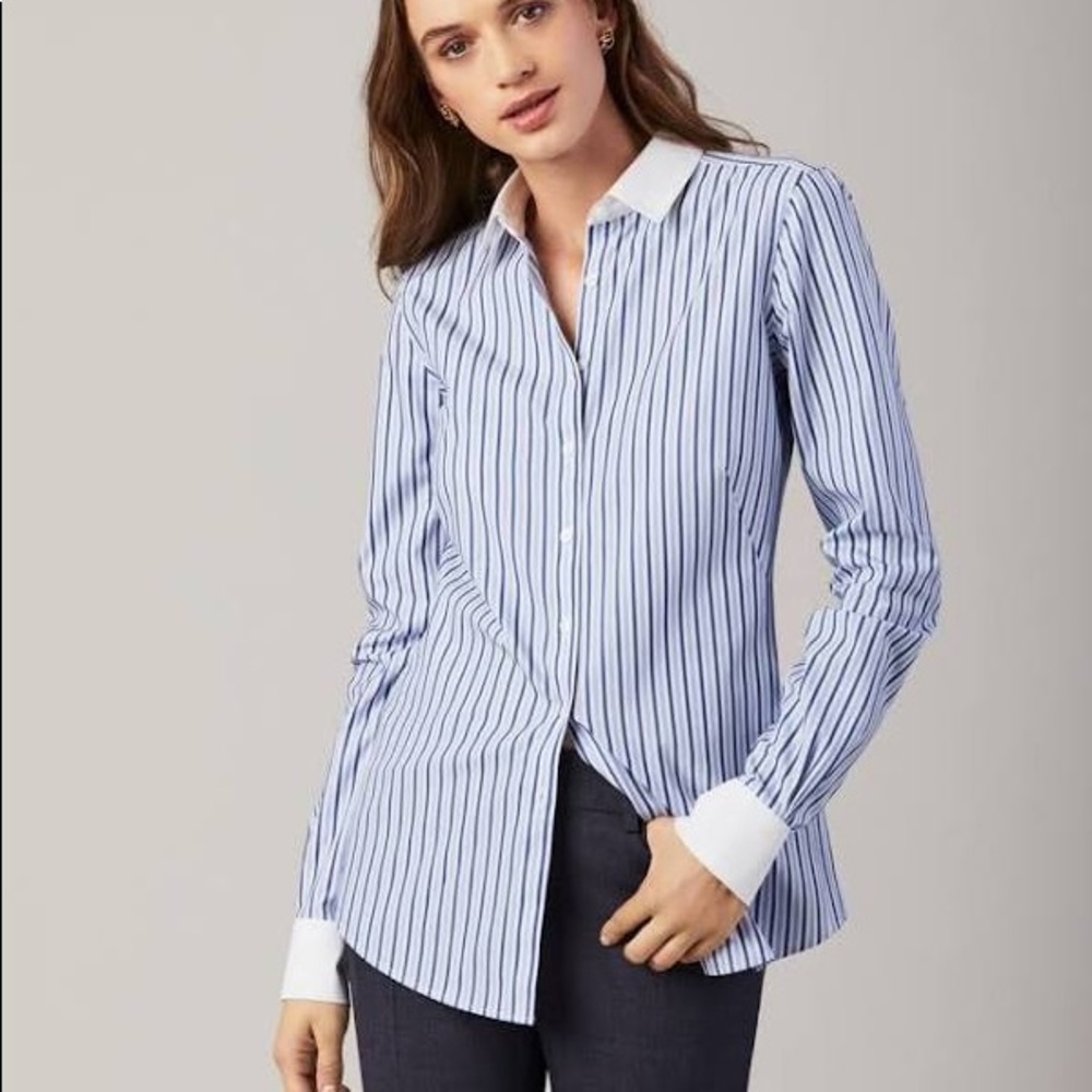 Classic Oxford Button up striped blouse work shirt
